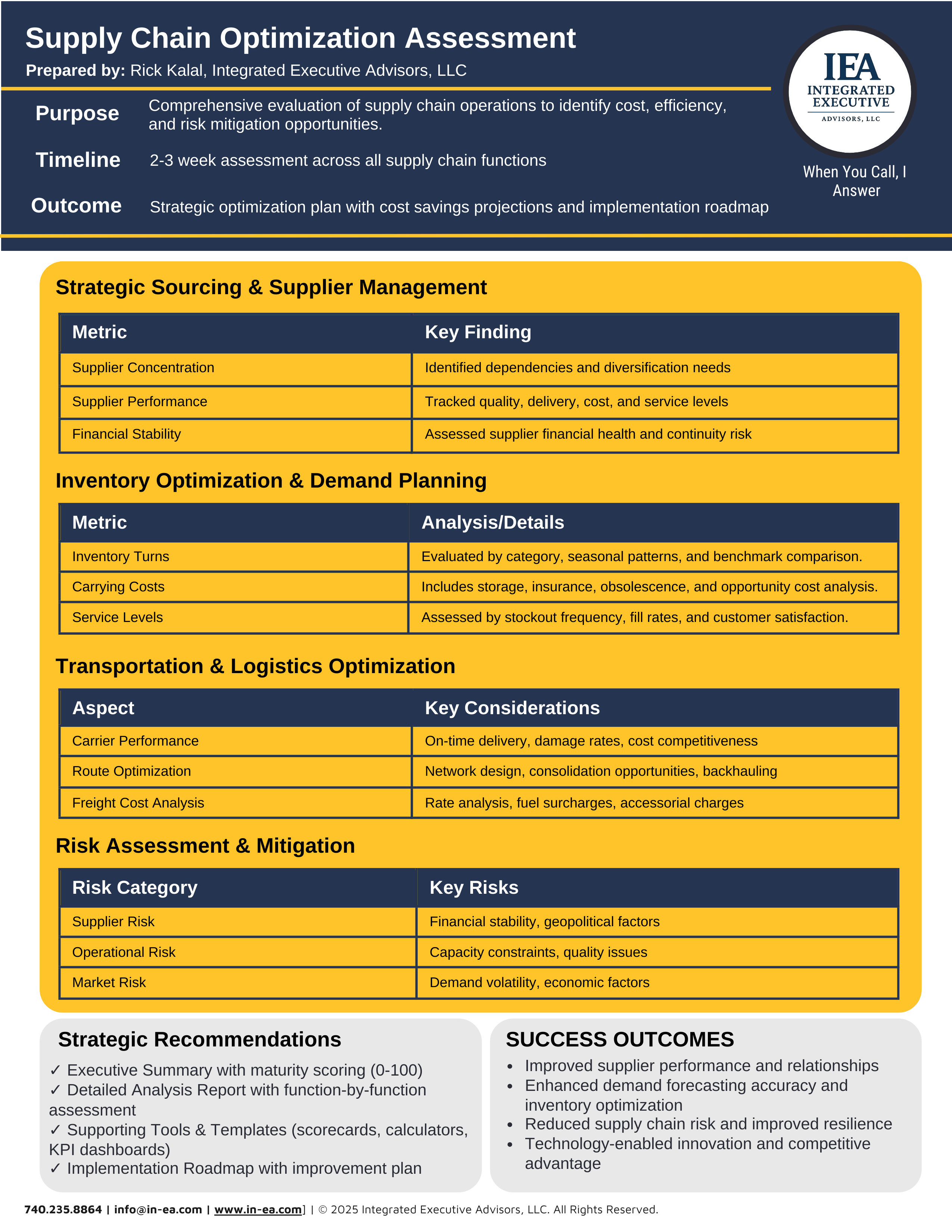 Supply Chain Optimization Assessment